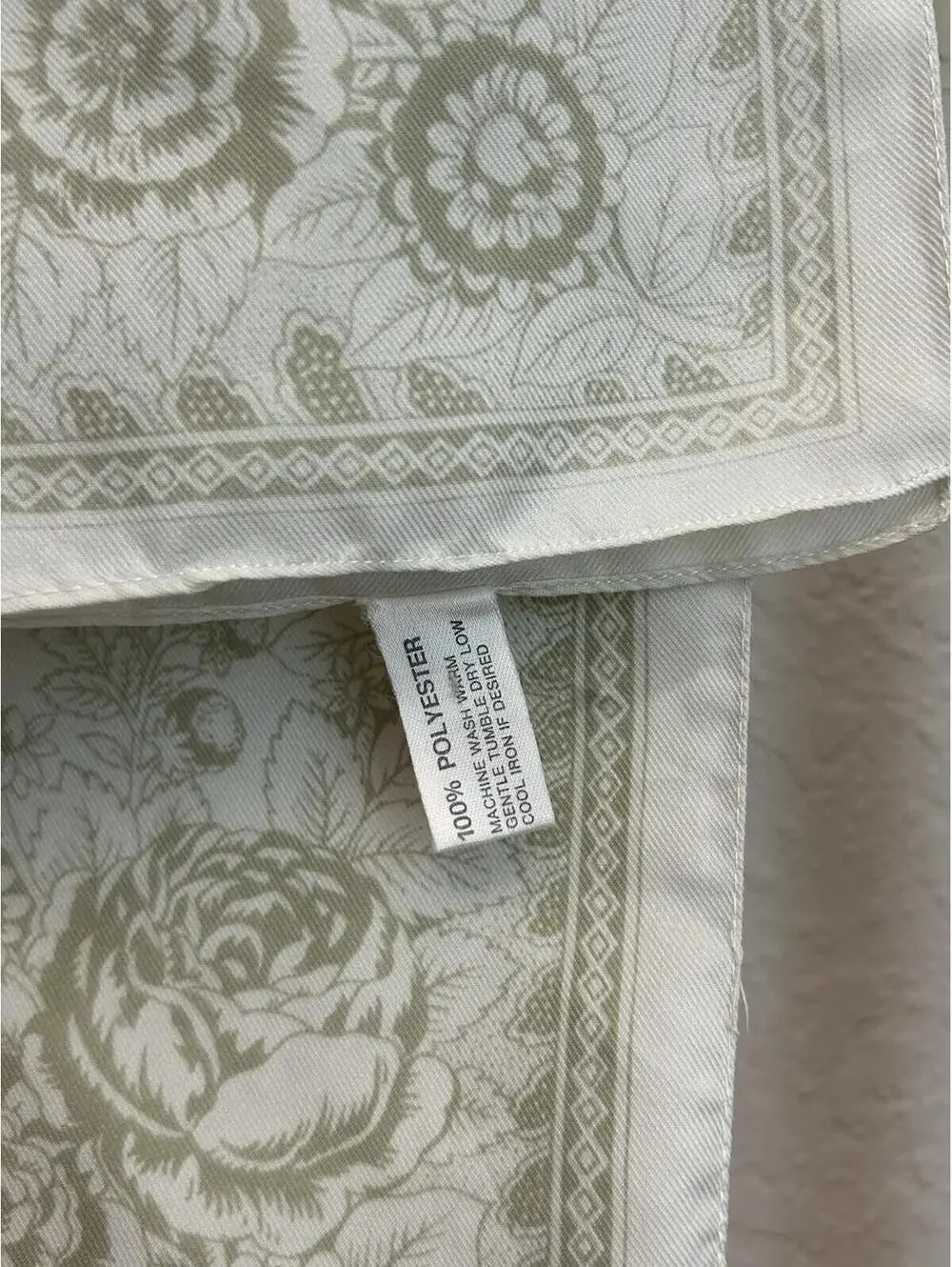 Italian Made Polyester Floral Bandana 22x23 White